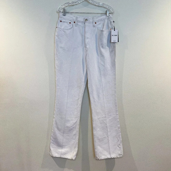 REDONE 70's Bootcut High Waist White Designer Classic Casual Denim Jeans 29 NWT - Picture 2 of 11